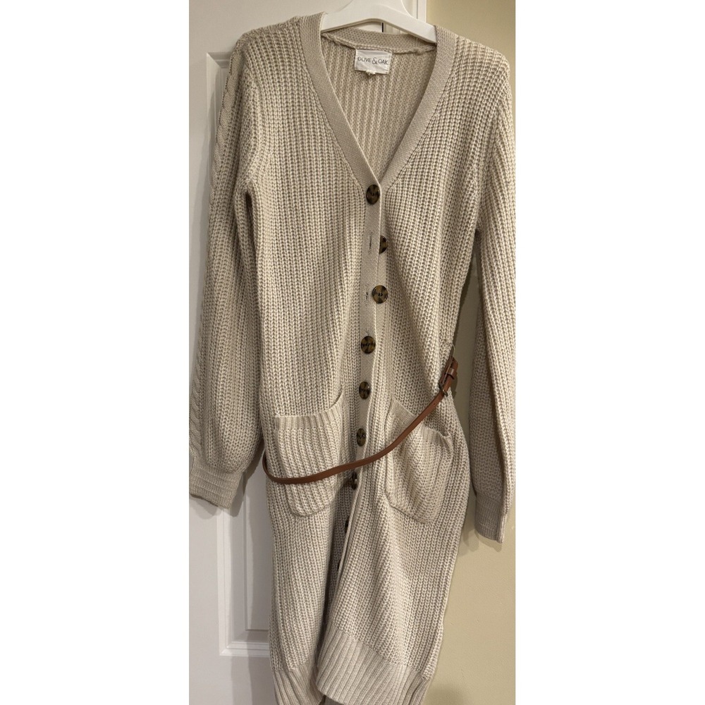 Runway Style Olive And Oak Cardigan Sweater W/Belt Size Small